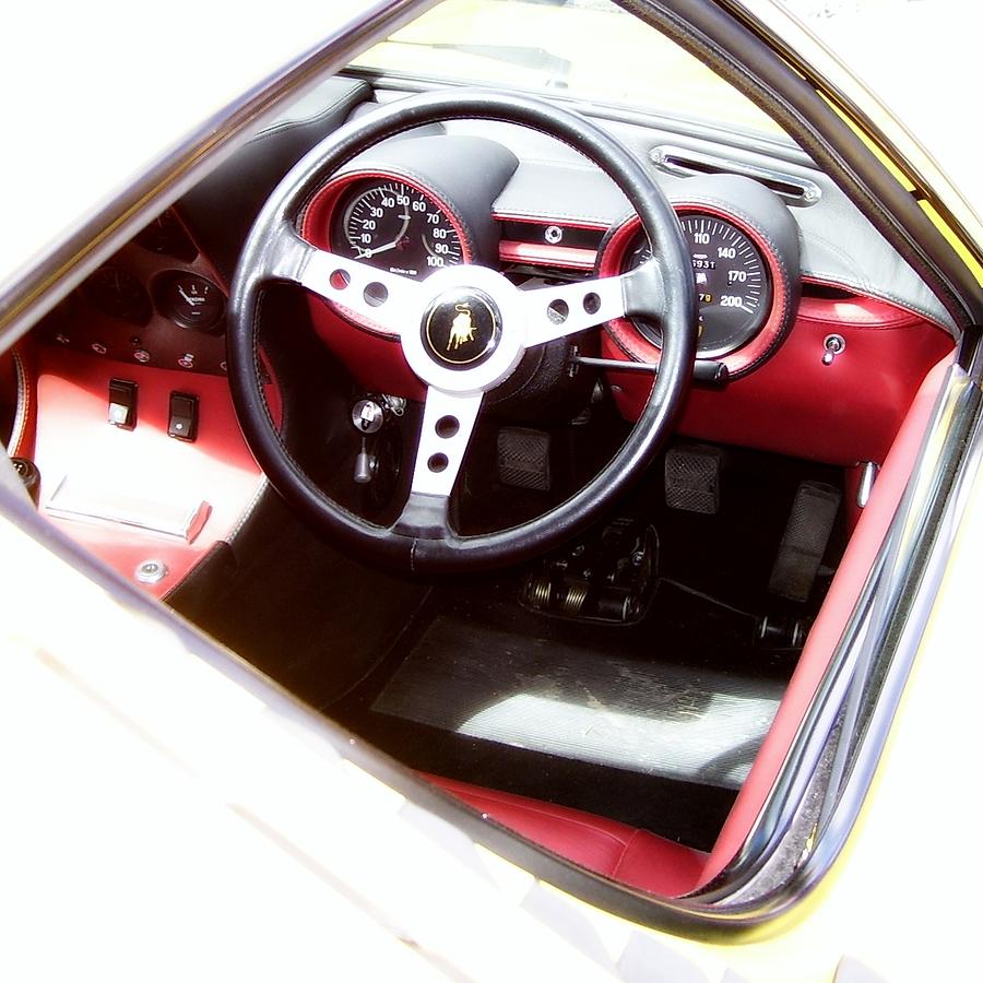 Car Photograph - Lamborghini Miura S cockpit by Anthony Croke