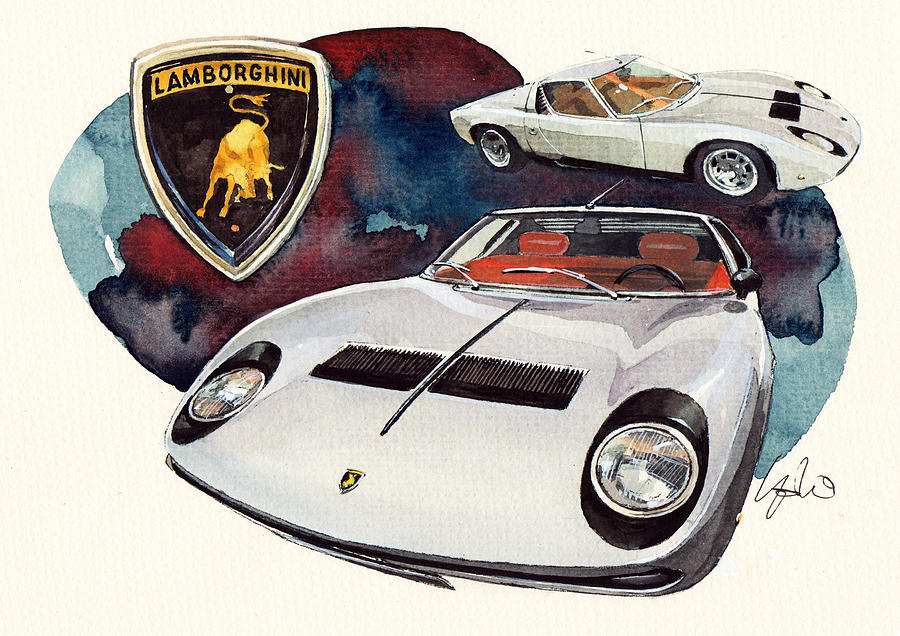 Lamborghini Miura SV Painting by Yoshiharu Miyakawa Lamborghini Miura SV Painting by Yoshiharu Miyakawa