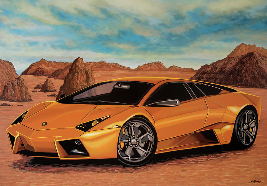Car Painting - Lamborghini Reventon 2007 Painting by Paul Meijering