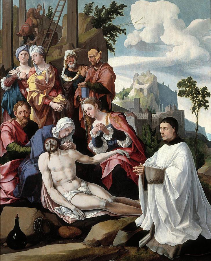 Lamentation of Christ with a Donor Painting by Jan van Scorel