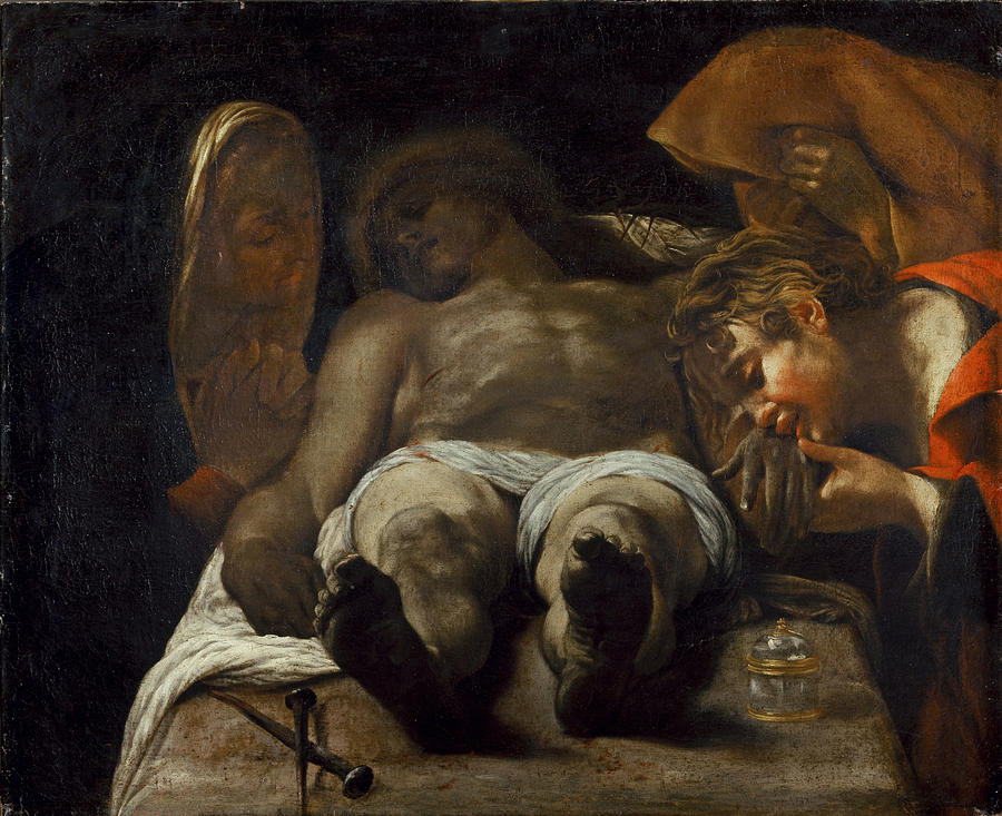 Lamentation over the Dead Christ Painting by Orazio Borgianni