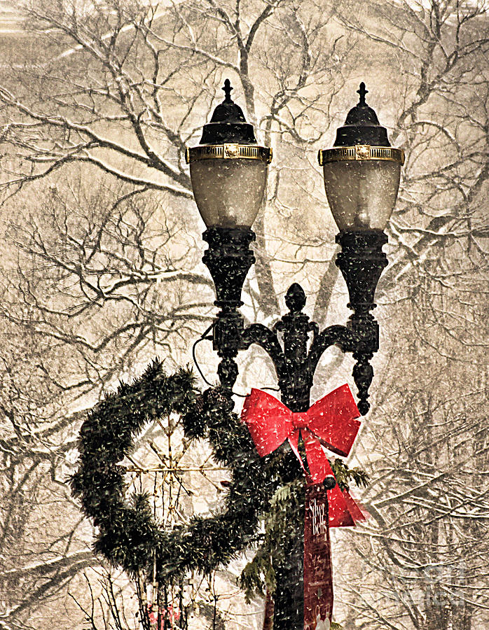 Christmas Photograph - Lamp Post in the Snow by Matthew Winn