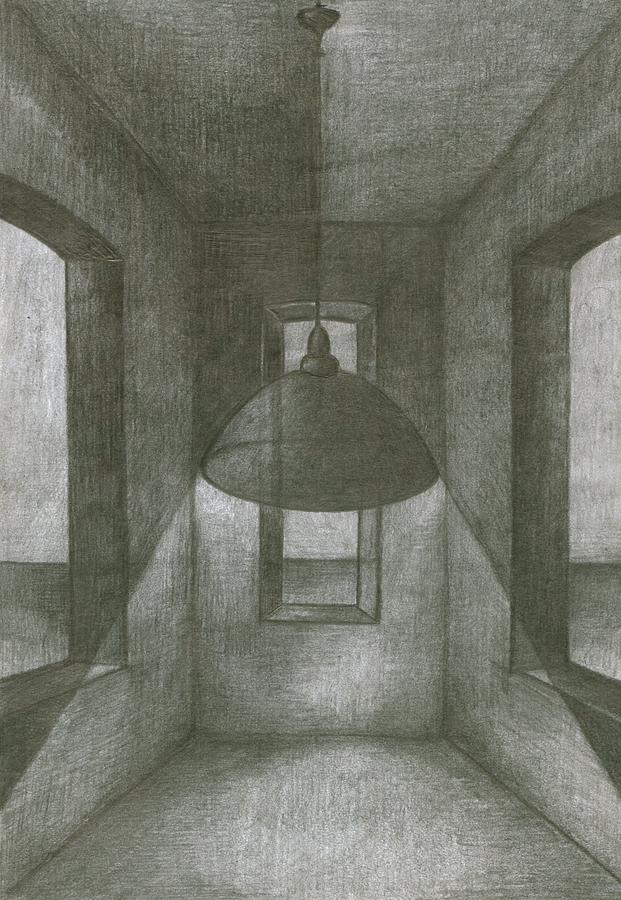 Surrealism Drawing - Lamp by Wojtek Kowalski