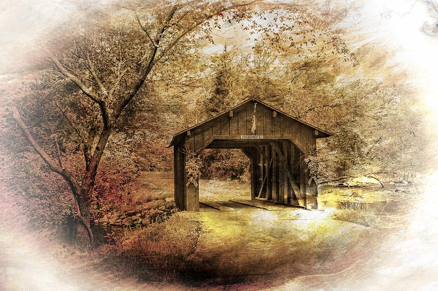 Tree Photograph - Lamplighter Covered Bridge by Judy  Johnson