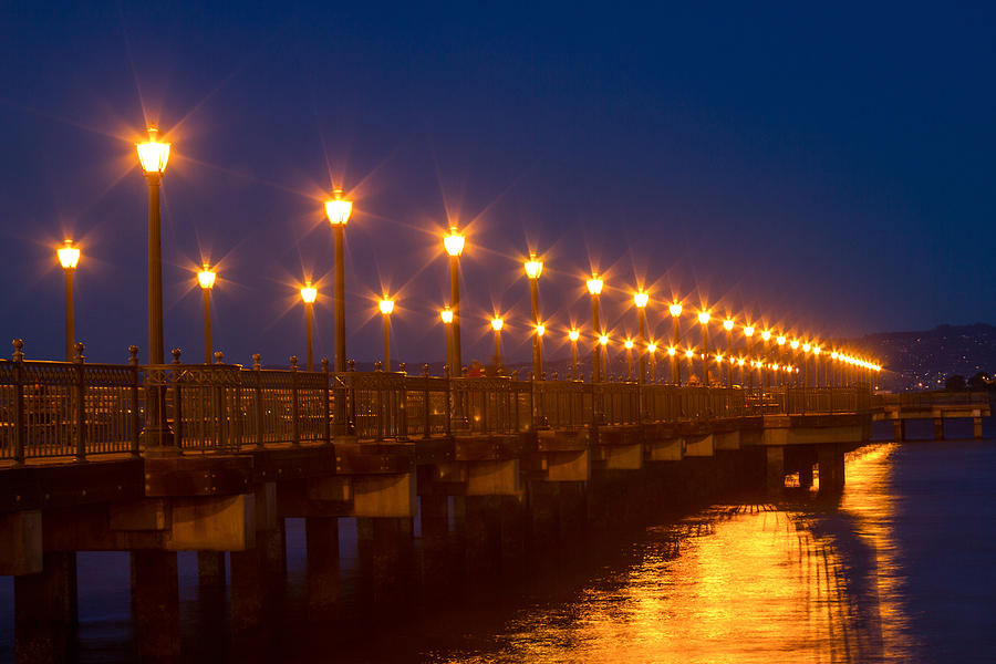Lamplights at Pier 7 Photograph by Bonnie Follett