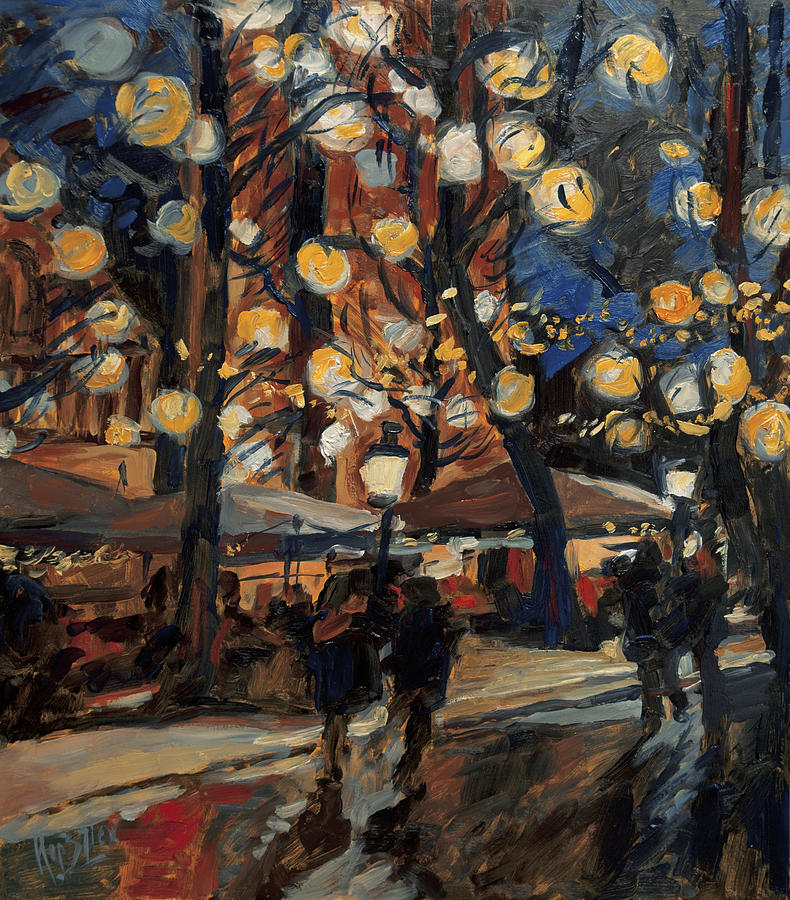 Vincent Van Gogh Painting - Lampy Night by Nop Briex