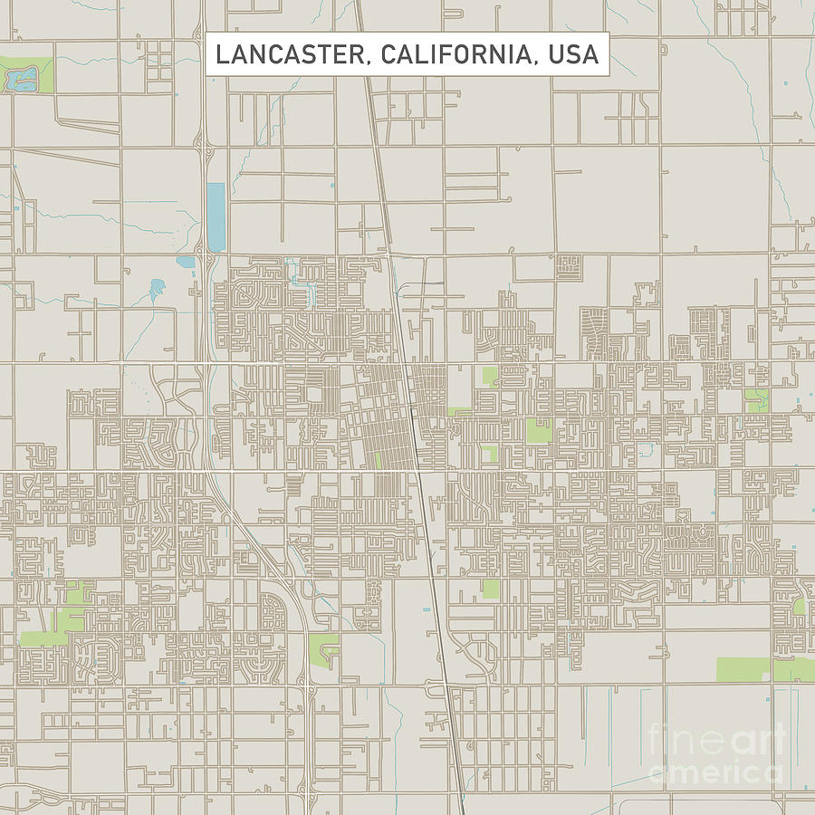 City Digital Art - Lancaster California US City Street Map by Frank Ramspott