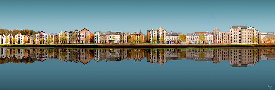 Lancaster Quayside Panoramic - Deep Blue Digital Art by Joe Tamassy