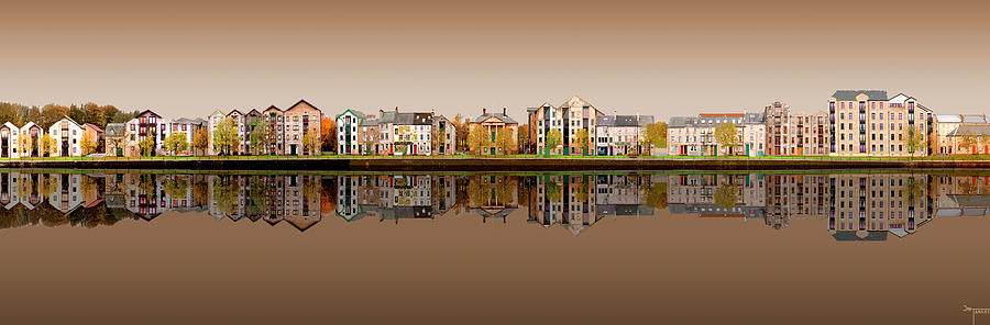 Lancaster Quayside Panoramic - Sepia Digital Art by Joe Tamassy