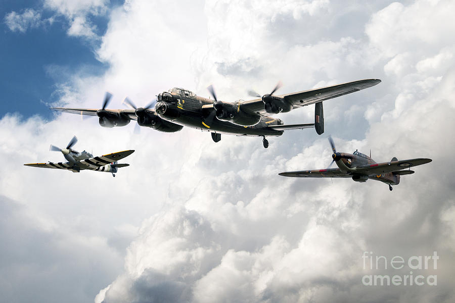 Lancaster Spitfire Hurricane Digital Art by Airpower Art