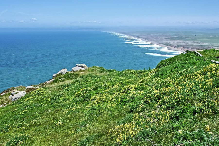 Land and seascape near Lighthouse in Point Reyes National Seashore, California  Photograph by Ruth Hager