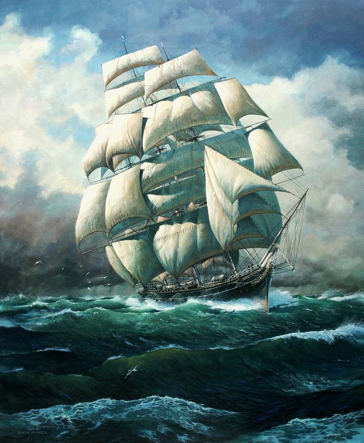 Boat Painting - Land Ho Cutty Sark by Colin Parker