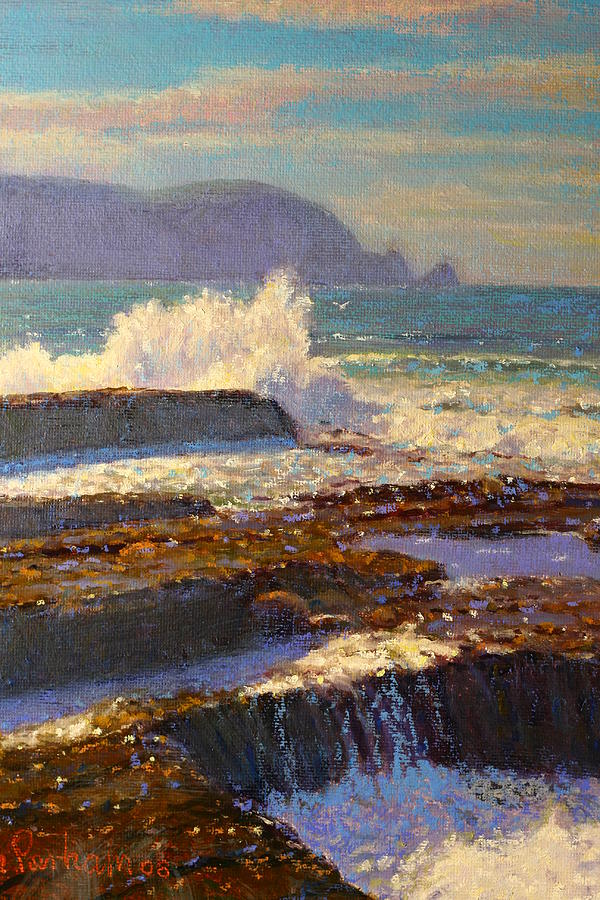 Impressionist Painting - Land Meets Sea by Terry Perham Impressionist Painting - Land Meets Sea by Terry Perham