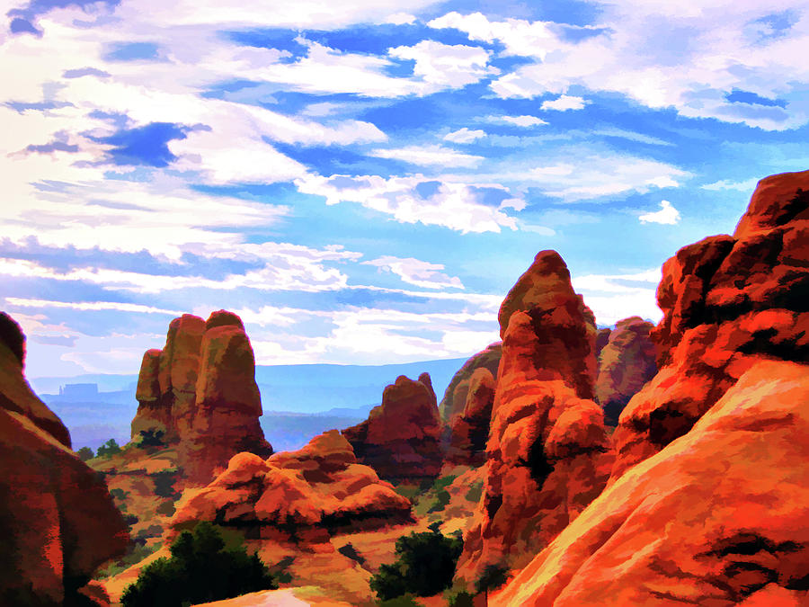 Land Of Moab - Watercolor Digital Art by Gary Baird