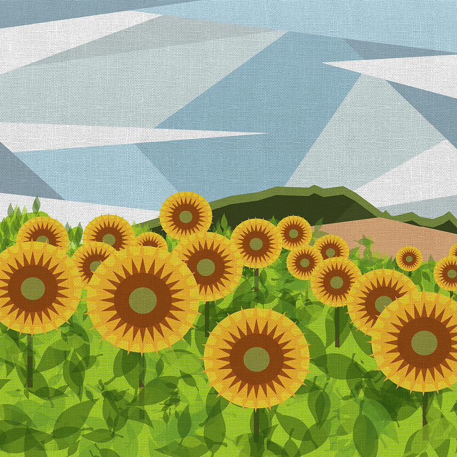 Flower Digital Art - Land of sunflowers. by Absentis Designs