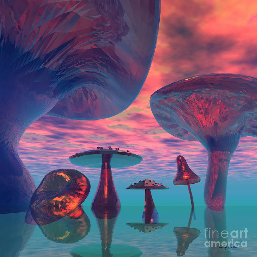 Land of the Giant Mushrooms Painting by Corey Ford