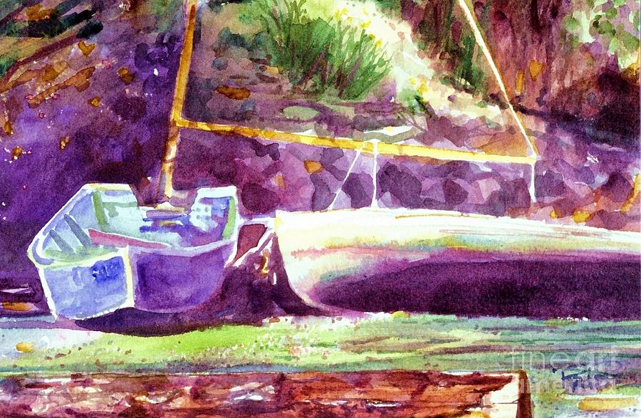 Landed Boats Painting by Cynthia Pride
