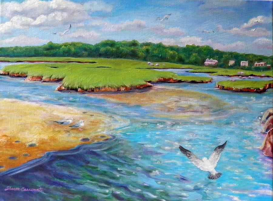 Landing at Jones River Salt Marsh Painting by Sharon Casavant