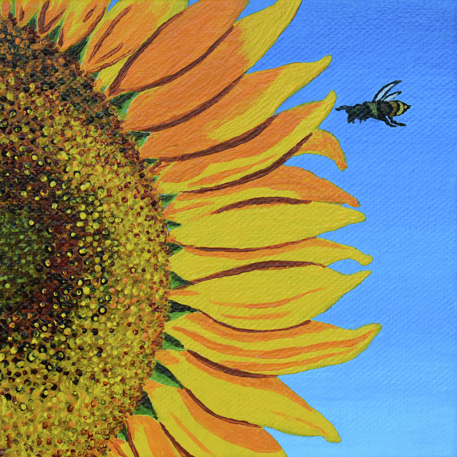 Sunflower And Bee Painting