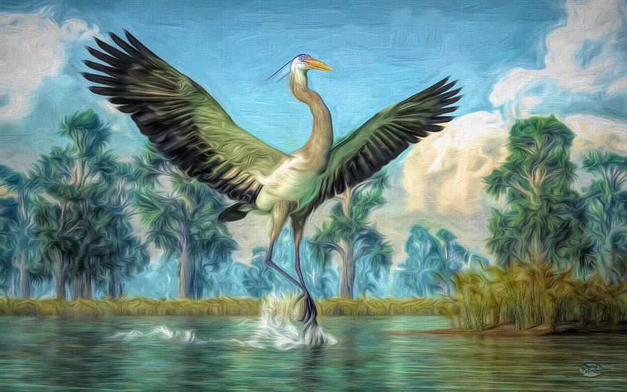 Landing Heron Digital Art by Daniel Eskridge