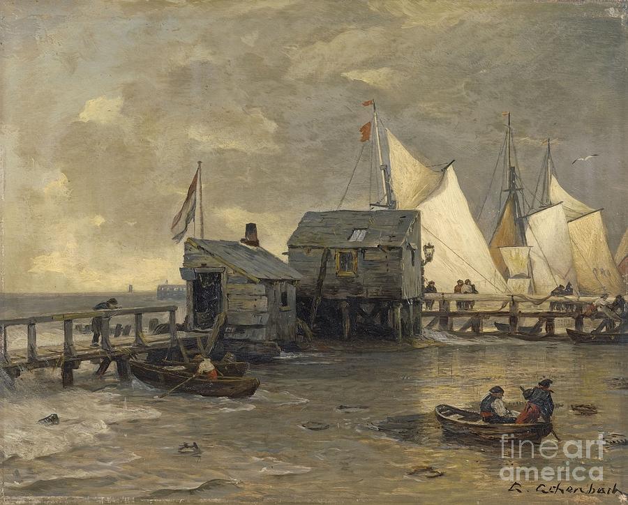 Landing Stage With Sailing Ships Painting by MotionAge Designs