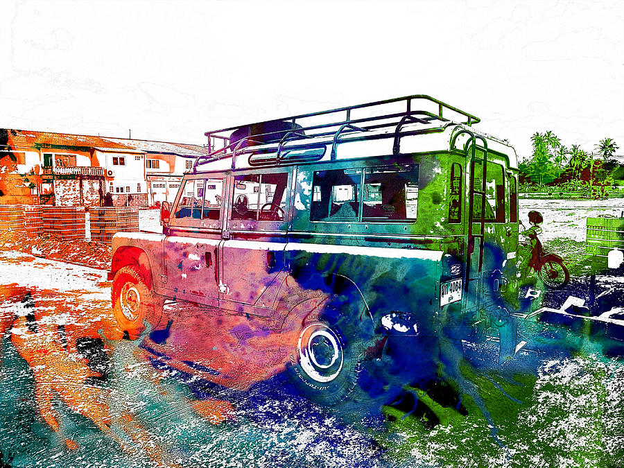 Abstract Digital Art - Landrover 110 Abstract by Georgia Clare