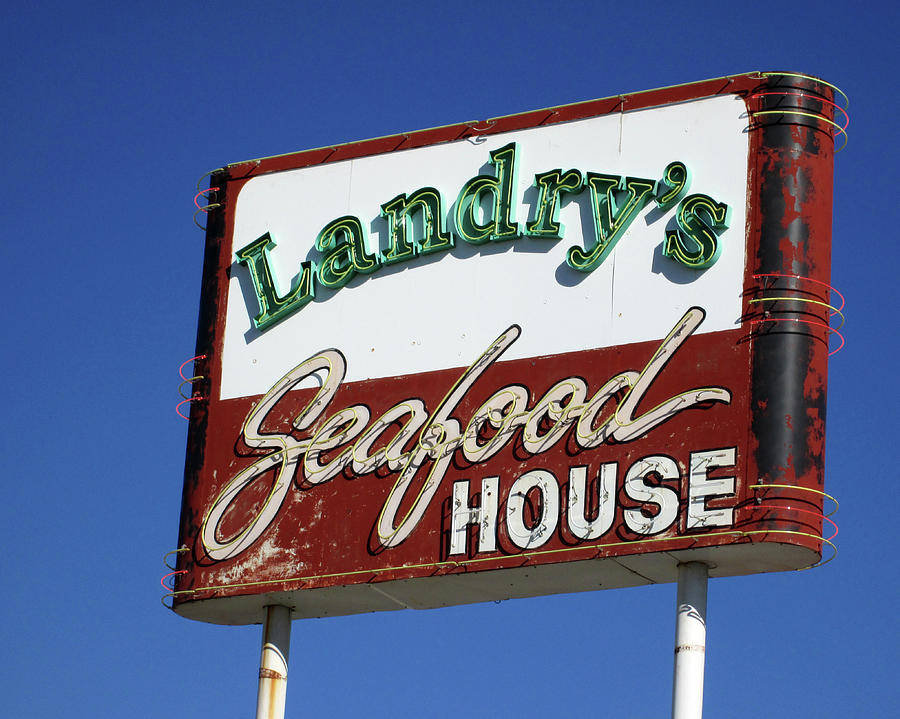Landrys Seafood House Sign Photograph by Connie Fox