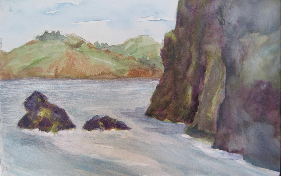 Lands End Rocks Painting by Karen Coggeshall