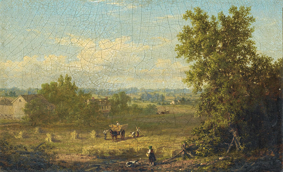 Landscape and Harvest in Connecticut Painting by Xanthus Russell Smith