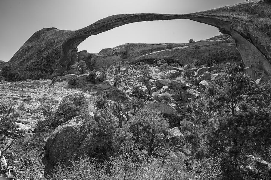 Arches National Park Photograph - Landscape Arch BW by Belinda Greb