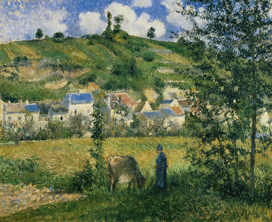 Landscape at Chaponval Painting by Camille Pissarro