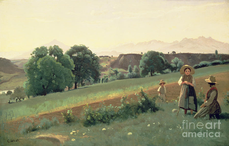 Jean Baptiste Camille Corot Painting - Landscape at Mornex by Jean Baptiste Corot