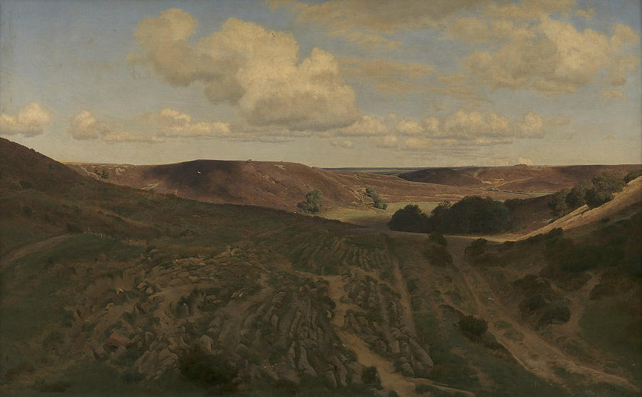 Landscape at Nejsum in Vendsyssel Painting by Janus la Cour