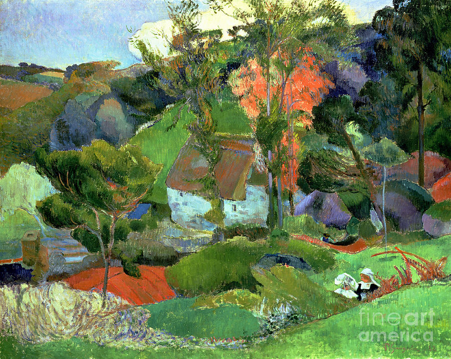 Tree Painting - Landscape at Pont Aven by Paul Gauguin