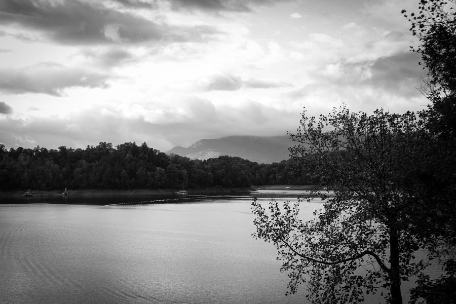 Landscape in Black and White Nantahala River Blue Ridge Mountains Photograph by Kelly Hazel