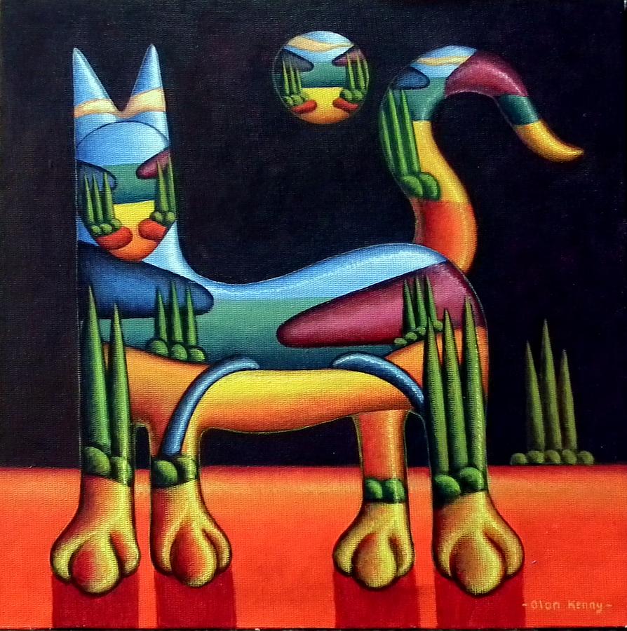 Landscape in cat in landscape Painting by Alan Kenny