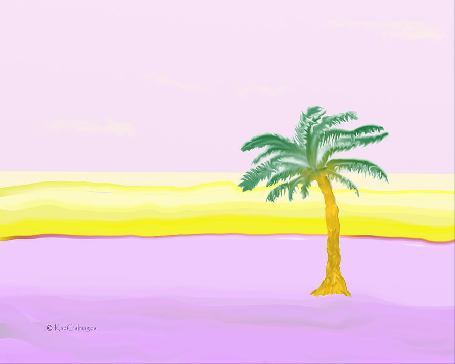Landscape in Pink and Yellow Digital Art by Kae Cheatham