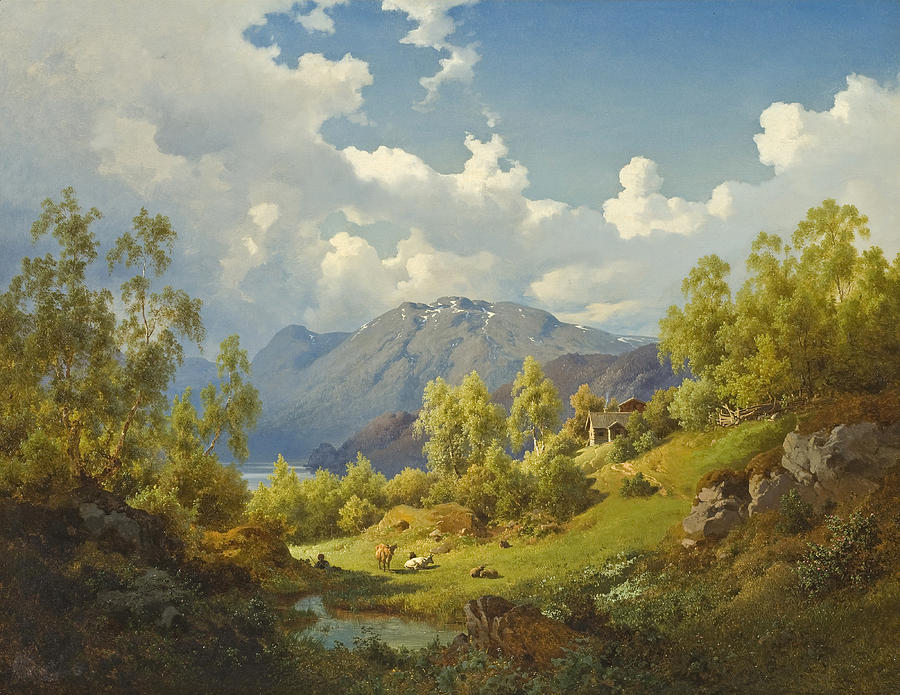 Landscape. Motif from the Numme Valley in Norway Painting by Joachim Frich