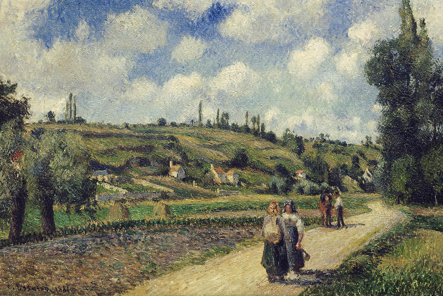 Landscape near Pontoise the Auvers Road Painting by Camille Pissarro