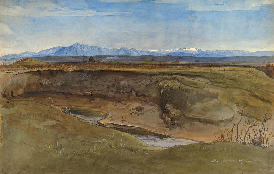 Landscape near Rome Drawing by August Leopold Venus