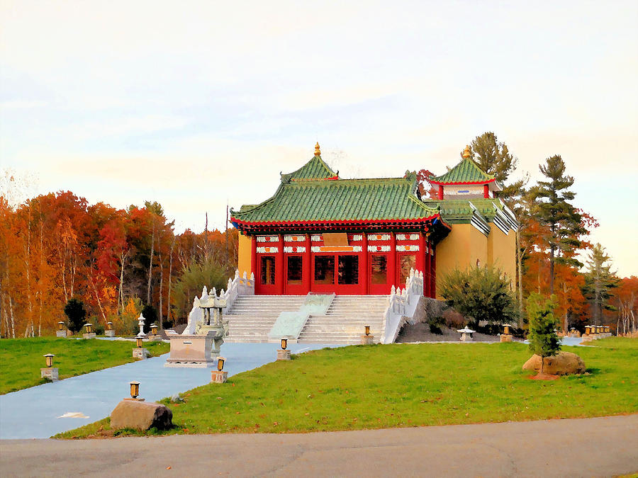 Landscape of Mahayana Buddhist Temple Painting by Jeelan Clark