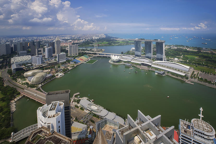 Landscape of Singapore city and harbor Photograph by Anek Suwannaphoom