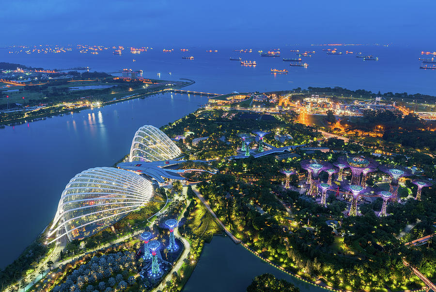 Landscape of Singapore harbor Photograph by Anek Suwannaphoom