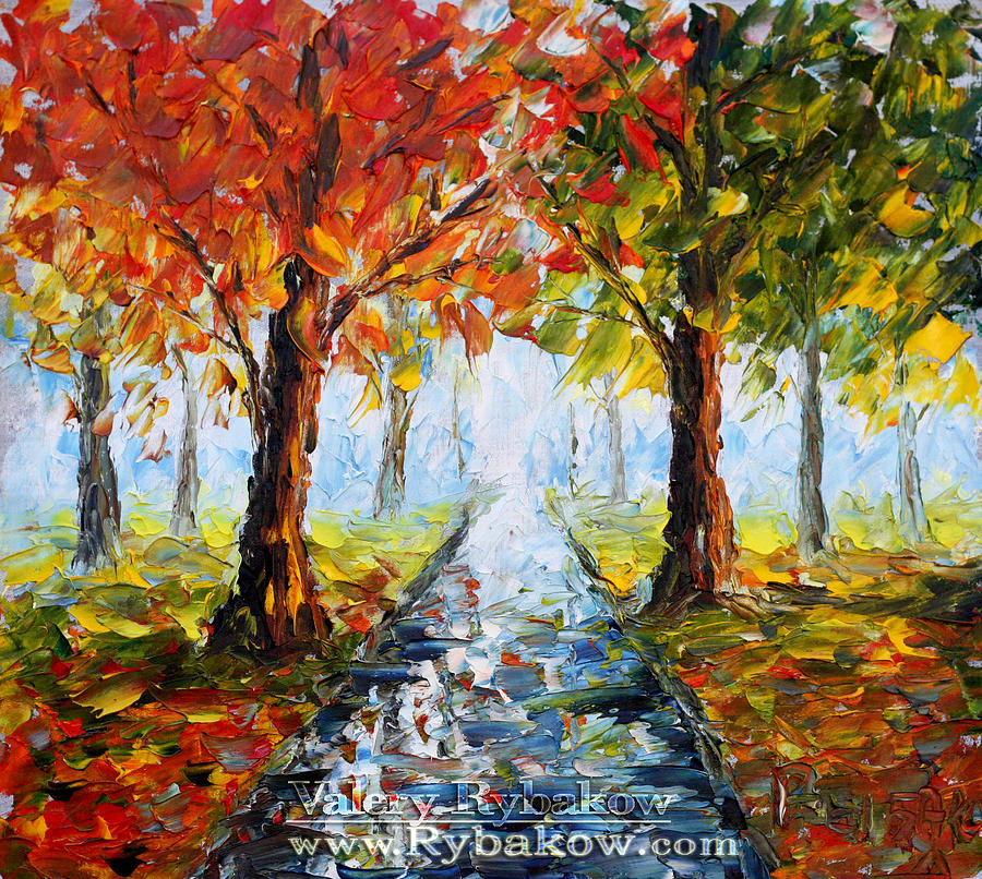 Landscape Oil Painting Autumn Nature 145 By Valery Rybakow Painting By