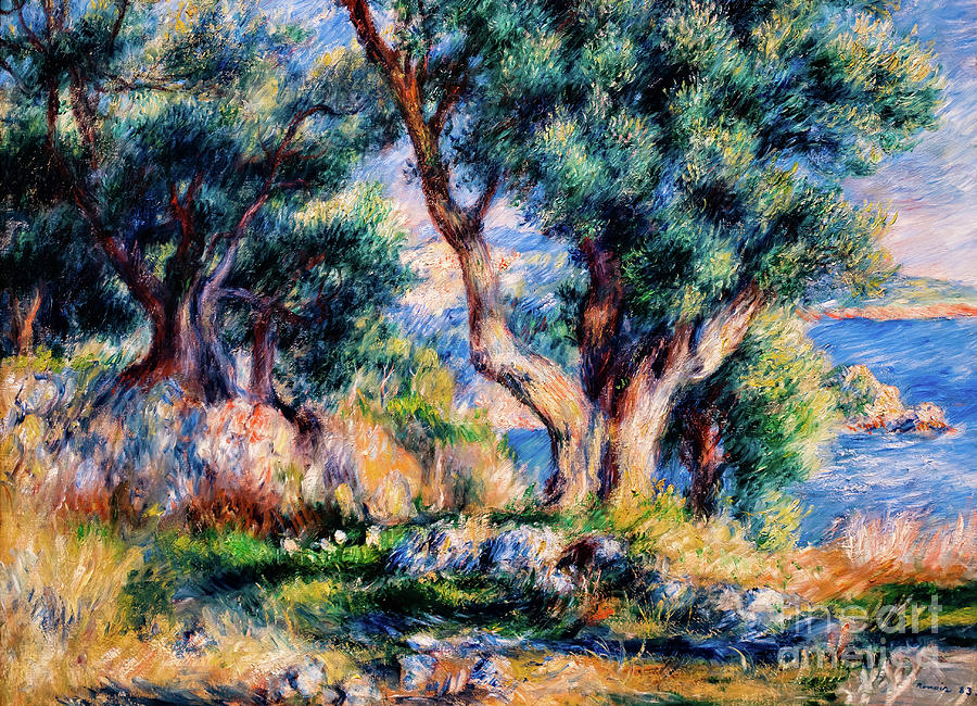 Landscape on the Coast Near Menton by Renoir Painting by Auguste Renoir