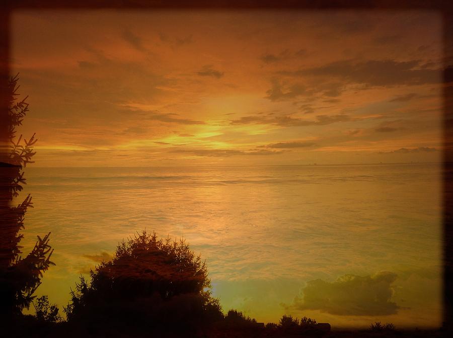 Sunset Mixed Media - Landscape Over Sky And Ocean Sunrise by Debra Lynch