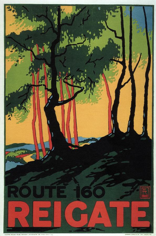 Tree Painting - Landscape Painting of the Woods in Reigate, Surrey - England - Vintage Poster by Studio Grafiikka