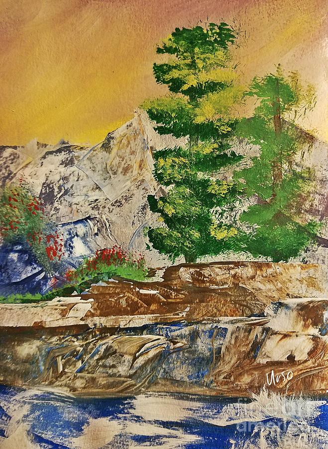 Landscape  Rushing Waters Painting by Maria Urso
