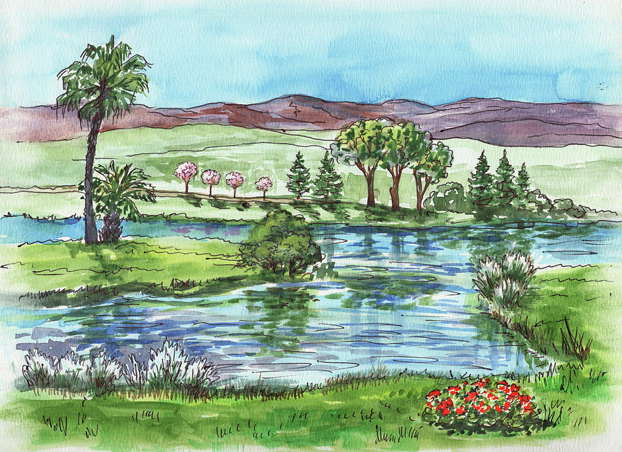 Landscape Spring In California Painting by Irina Sztukowski