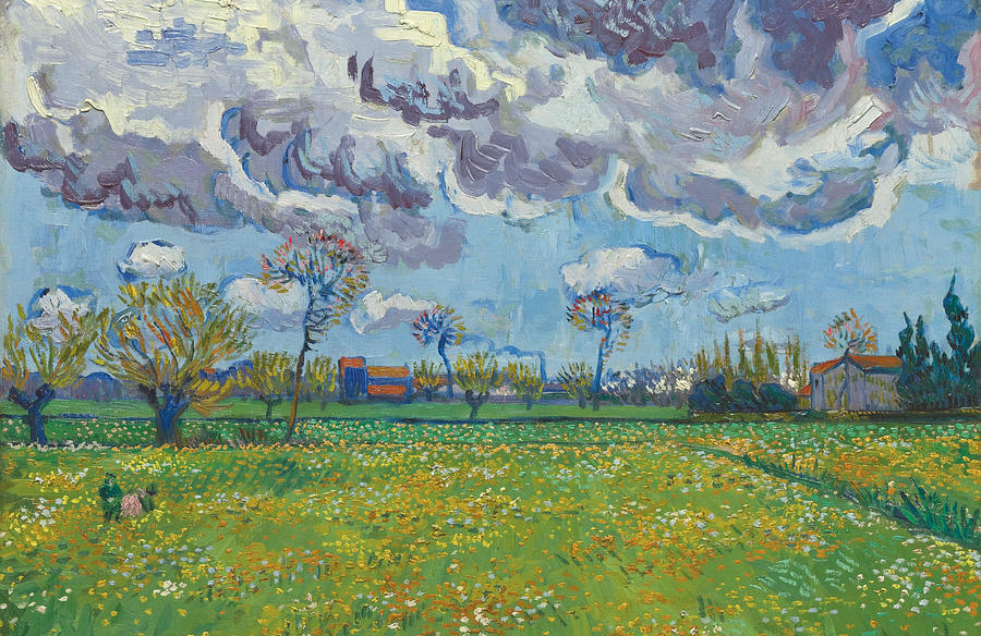 Vincent Van Gogh Painting - Landscape Under A Turbulent Sky by Vincent van Gogh